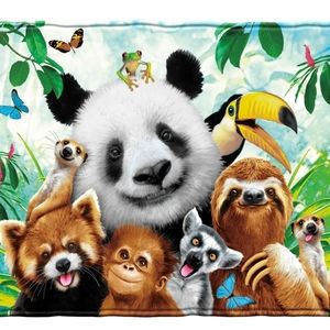 Zoo Animal Selfie Fleece Blanket 50" x 60"